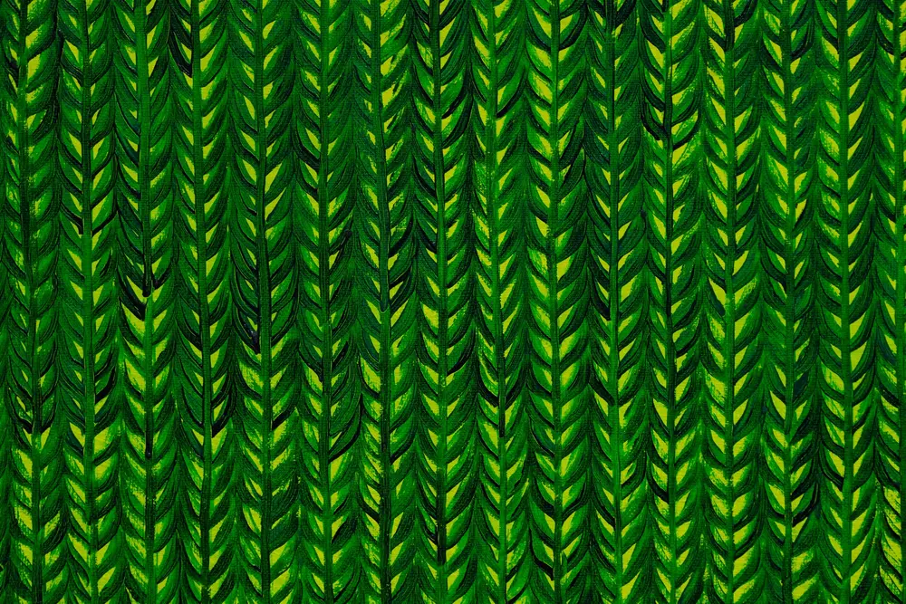 Green knitted-pattern painting detail