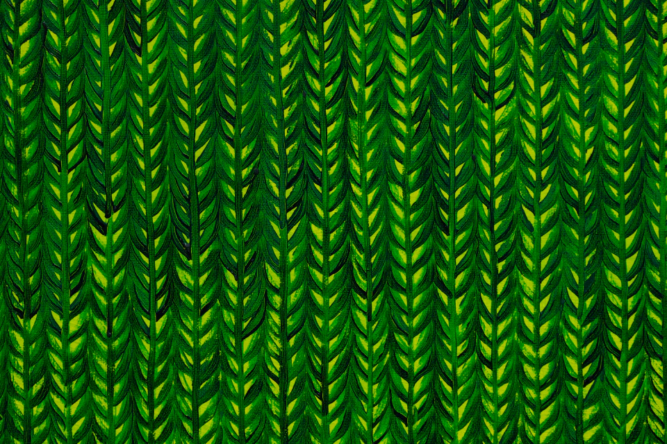 Green knitted-pattern painting detail